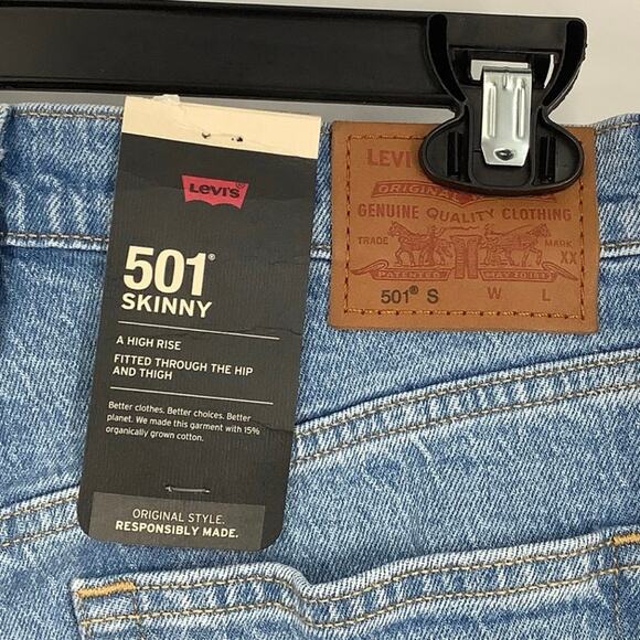 Levis 501 Womens 27x28 Light Wash Denim Skinny High Rise Jeans Stretch OS24-19 - Picture 12 of 12